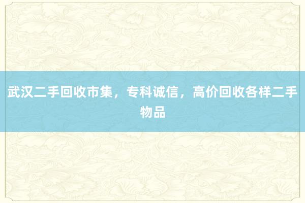 武汉二手回收市集，专科诚信，高价回收各样二手物品