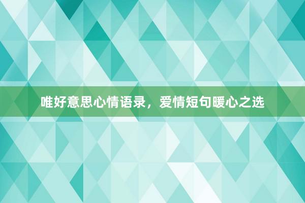 唯好意思心情语录，爱情短句暖心之选